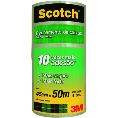 Fita Empacotamento Scotch  45mm x 50m  Pct c/ 4 unid-